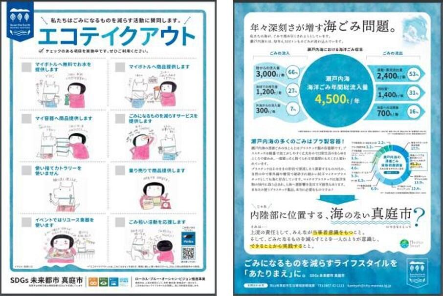 取組の様子（エコテイクアウト実践店、実証試験、啓発チラシなど）