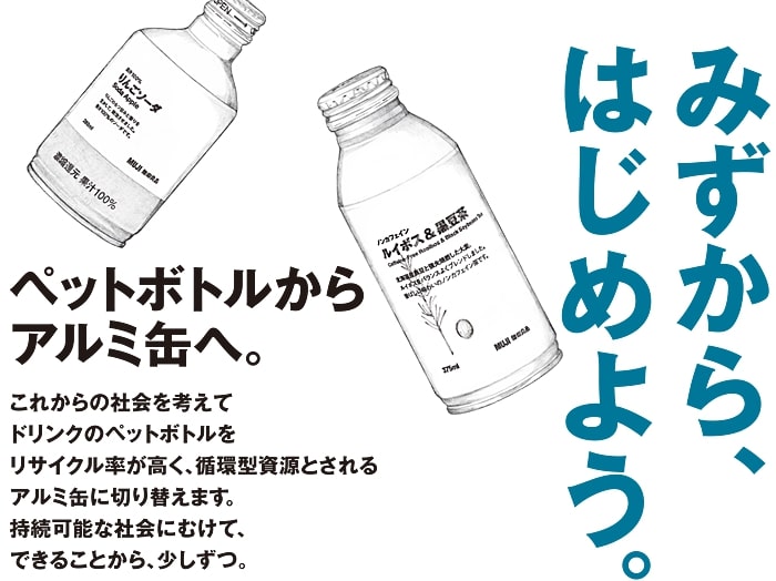 ペットボトルからアルミ缶への切り替えと水プロジェクト活動拡大