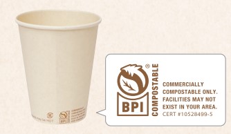 堆肥化可能証明された環境にやさしい紙コップ「PLAバガスカップ」